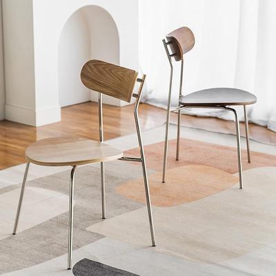 设计师简约餐椅家用餐厅书房北欧铁艺复古靠背椅子现代实木餐椅