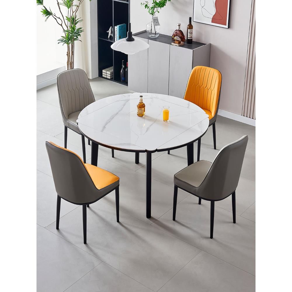 小公寓光泽石板餐桌和椅子组合现代简单餐桌家用实木可折叠方桌可