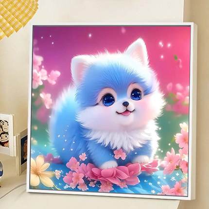 卡通可爱动物小狗钻石画2024新款手工5d点贴钻十字绣儿童卧室满钻