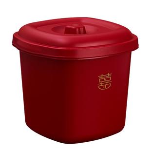 带盖红色米桶20斤家用防潮防虫密封桶结婚乔迁入宅面粉桶米箱米缸