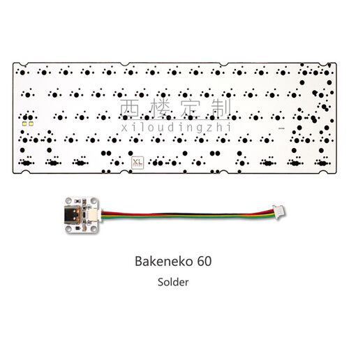 Bakeneko60客制化无槽焊接热插拔PCB多配列分裂空格VIA改键RGB灯