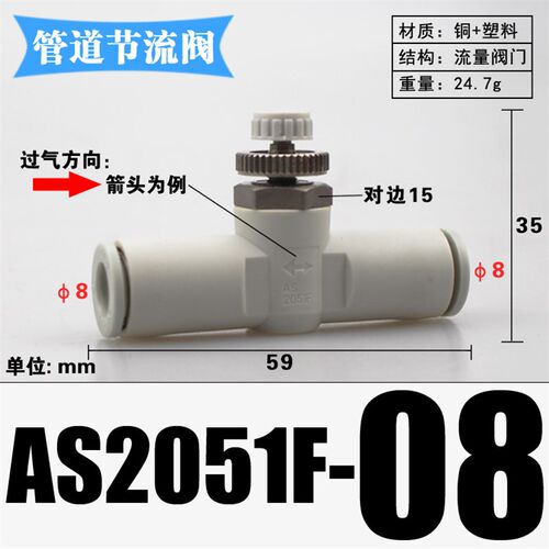 PU气管快接调速阀SA-04 6 8 10 12 14 16管道限流阀PSA气动节流阀