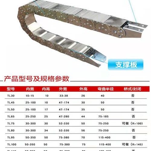 数控卧车TL75/100全封闭钢铝拖链不锈钢坦克链条钢制拖链生产厂家