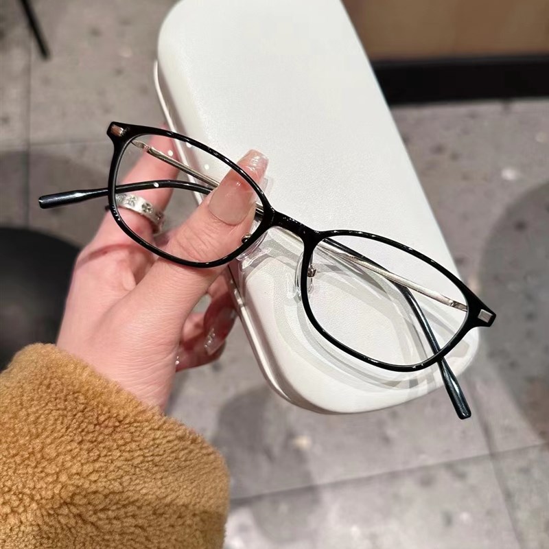 小瞳距防滑眼镜框小脸小椭圆带鼻托可配高度数近视茶色椭圆30304