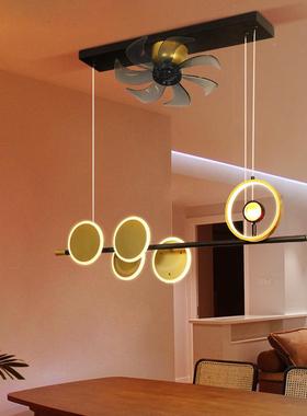 语变频扇餐厅吊扇灯家用北欧一体吊灯20106智能摇音头电风灯浪漫