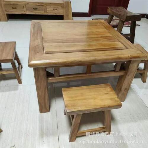 老木门板桌餐桌复古怀旧木阳实木茶桌茶台台桌榆吧台原桌饭店餐桌