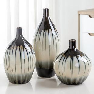 饰插花家居复古摆件客厅玄关工艺品 景德镇陶瓷器窑变花瓶干花装