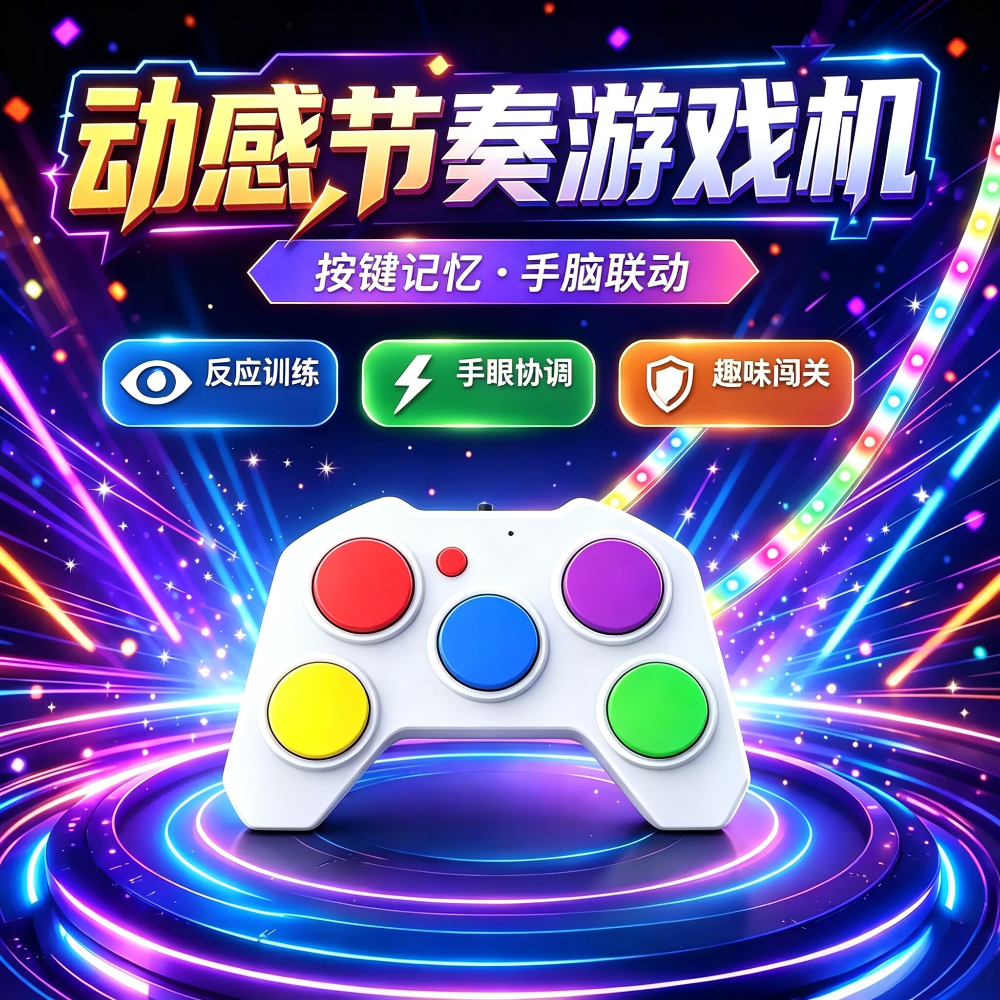 儿童专注力训练动感节奏游戏机手眼协调反应训练按键线游戏手柄