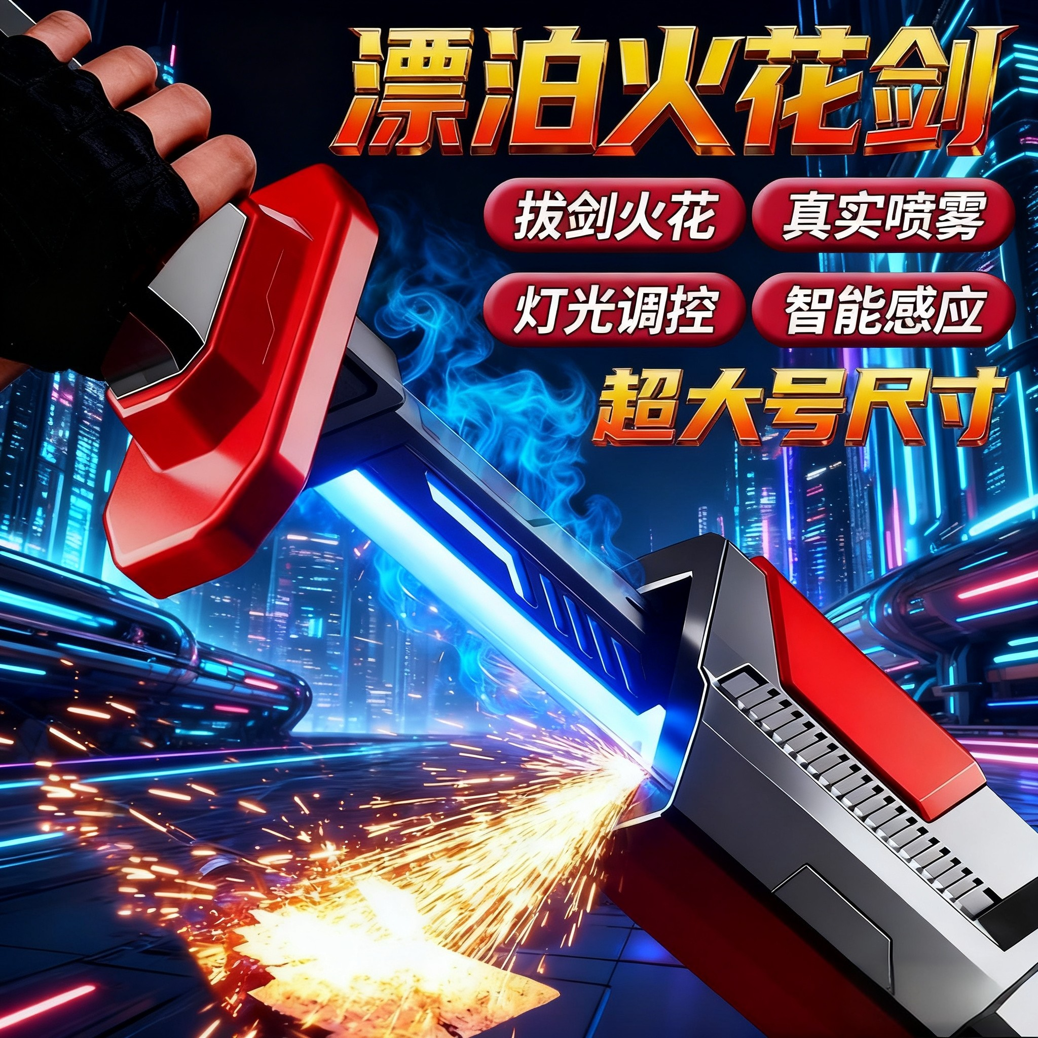 2026新爆款拔刀发光火花刀玩具激光剑鸣潮儿童男孩闪光宝剑武士刀,玩具/童车/益智/积木/模型,发光玩具,淘宝优惠券,粉丝福利购,淘宝优惠卷