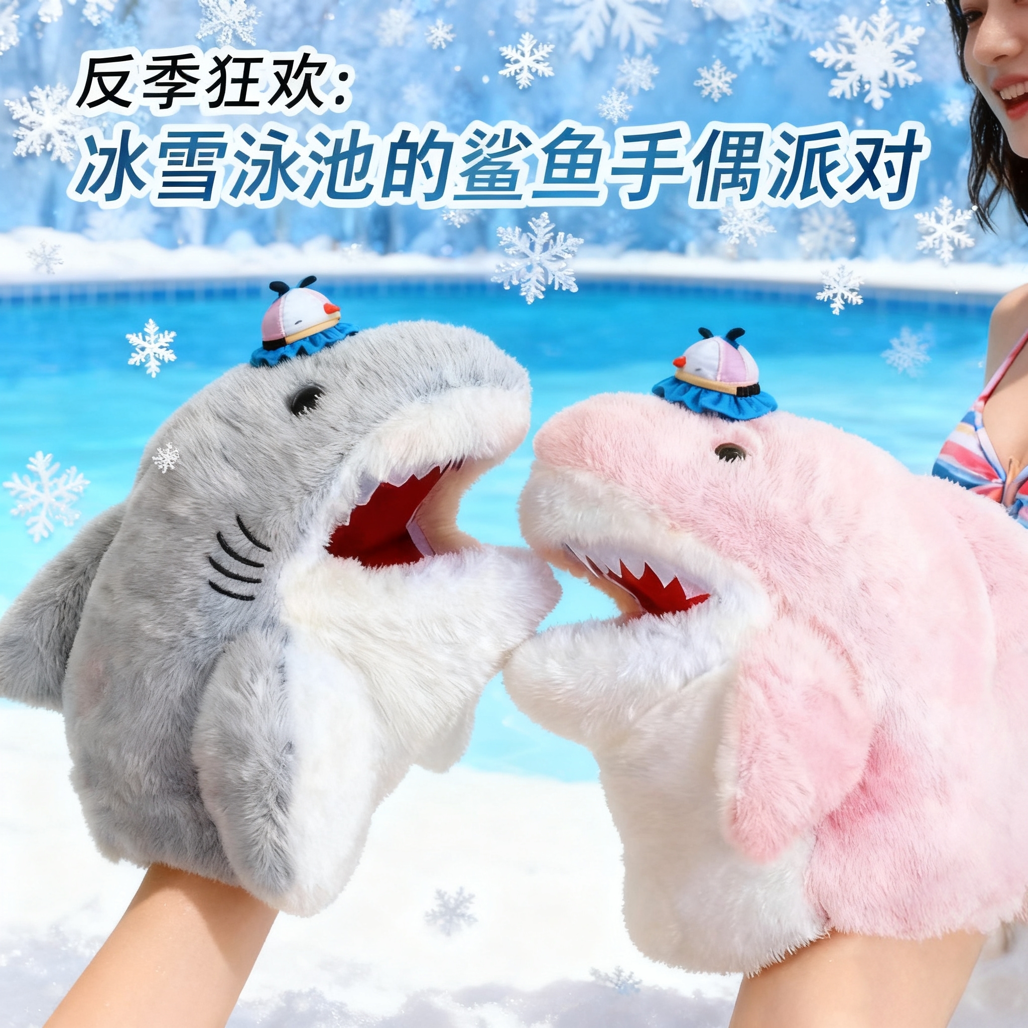 小鲨鱼手偶手套毛绒玩具情侣整蛊互动玩偶生日礼物鲨鱼公仔娃娃