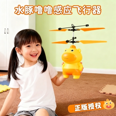 水豚噜噜感应飞行器儿童玩具遥控飞机男孩女孩宝宝电动悬浮直升机