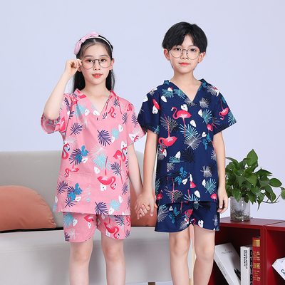 小孩汗蒸服男女纯棉足浴按摩服桑拿服儿童浴场足疗店会所浴衣睡衣