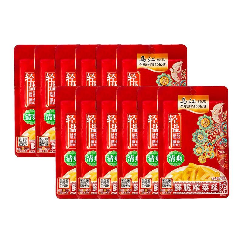 12袋】乌江鲜爽榨菜丝70g*12袋即食咸菜轻盐鲜脆下饭菜佐餐开胃菜
