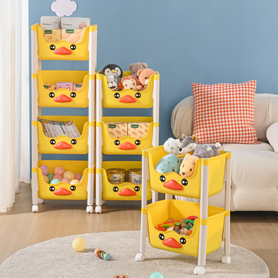 速发可爱多功能收纳物可车动家用落地储架架客厅零食小推移置物架