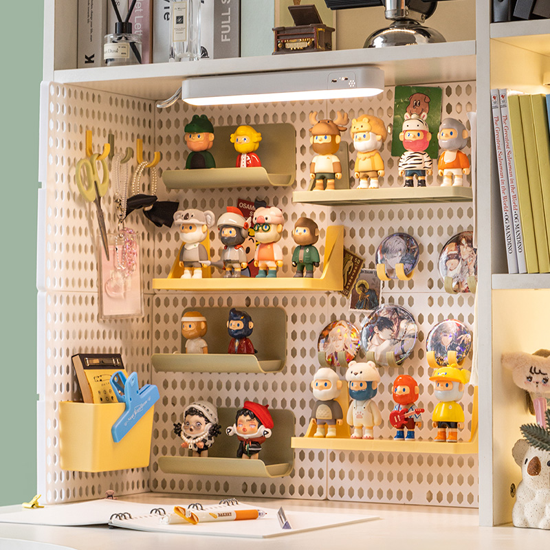 速发书桌洞洞上免打筒宿舍置物架展示收纳谷子笔孔挂墙板挂盒配件