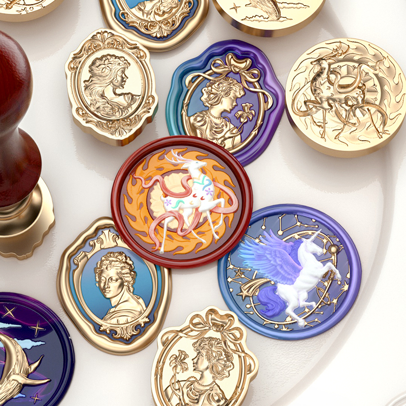 速发7月火漆铜头印章头火账蜡套装手工盖印手漆装饰密封印