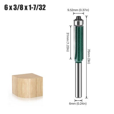 速发1/4柄6柄级轴承修边铣刀 倒角刀木工铣刀具仿形轴承修边刀