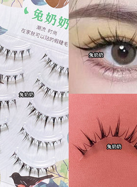 兔奶奶泰式跟妆漫画仙子毛整条透明梗自然亚裔混血感假睫毛FK07