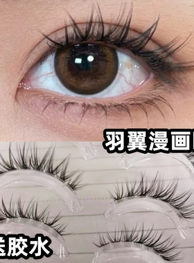 兔奶奶M104鱼尾型超自然假睫毛COS芭比簇状透明梗卷翘眼睫毛女