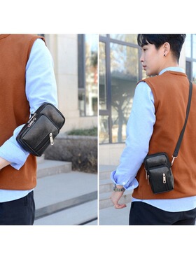 PU leather sports phone bag for men one shoulder diagonal cr