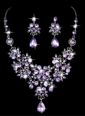 Wedding Butterfly Large Water Drop Necklace Earring Set Wedd