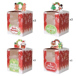 Christmas Box PVC Transparent Window Muffin Box Biscuit Cake