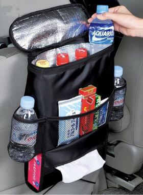 Car ice pack storage insulation and cooling seat back bag ca