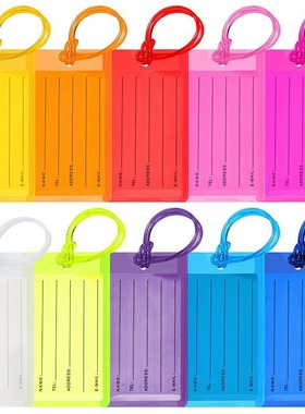 10 color mixed plastic PVC luggage tags soft rubber inserts
