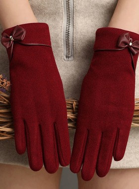 Gentle Bow Winter Driving Warm Gloves Women Warm Riding Wind
