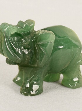 Natural green jade elephant small animal crystal carving sem