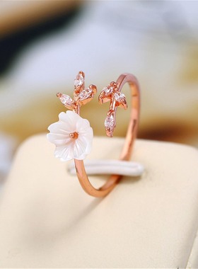 创意树枝花朵开口戒指女冷淡唯美