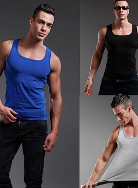 Men square neck vest cotton casual bodybuilding men vest men
