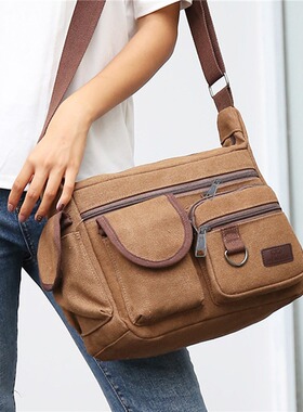 Fashionable canvas bag large capacity business mailman cross