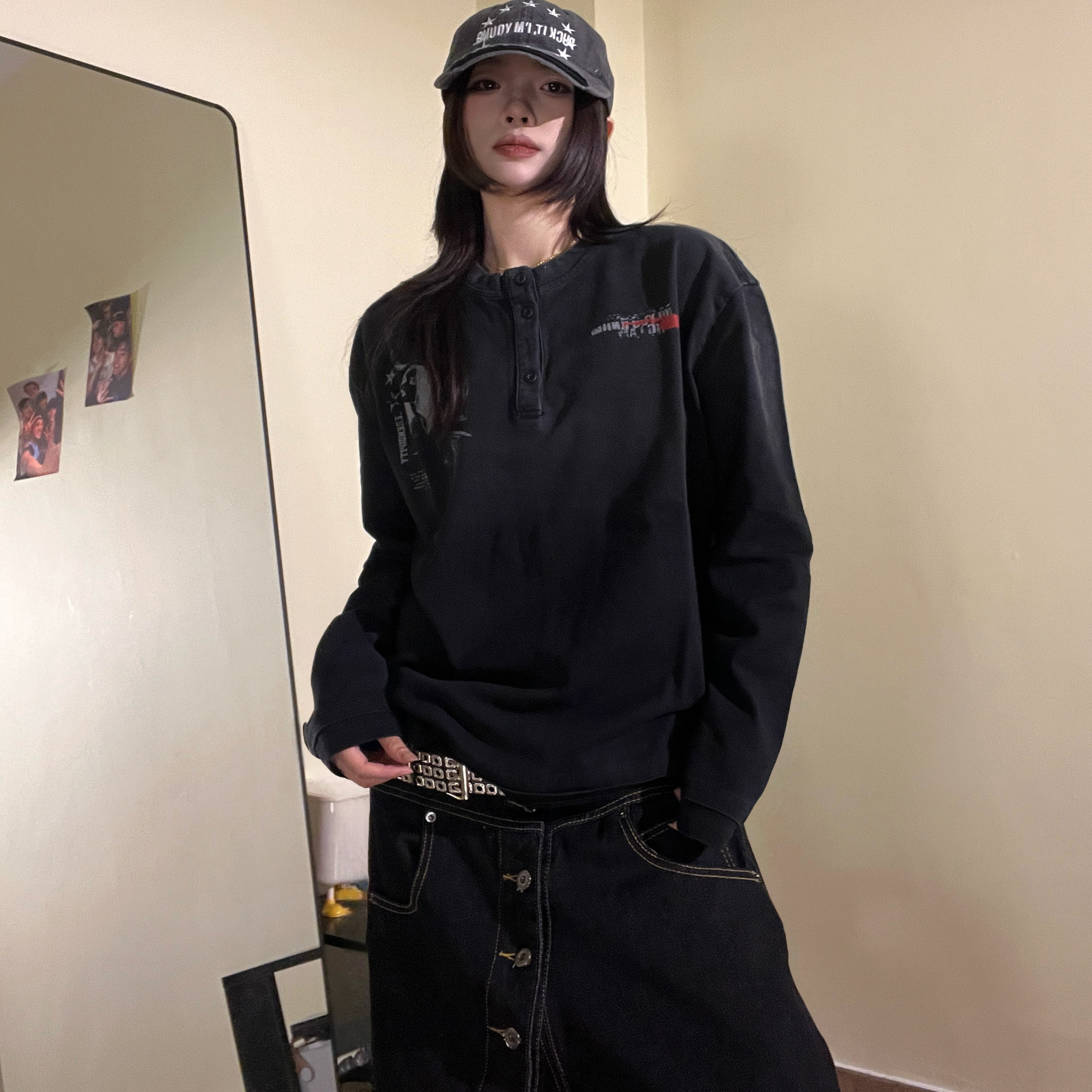 15GET长袖朋克男女印花T恤上衣