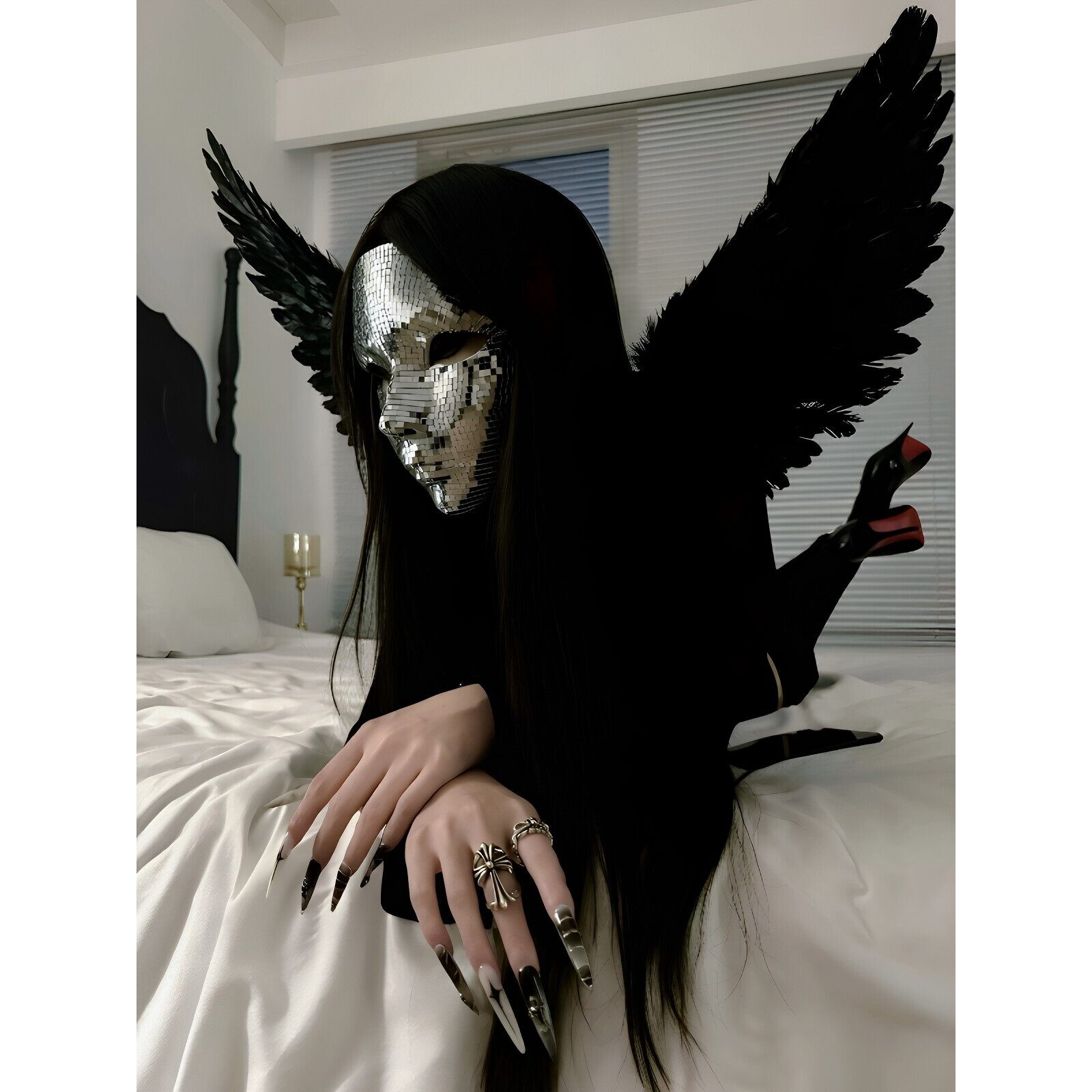 【假面女郎】覆面系面具银色镜面碎钻成人性感女钻石面罩酒吧跳舞