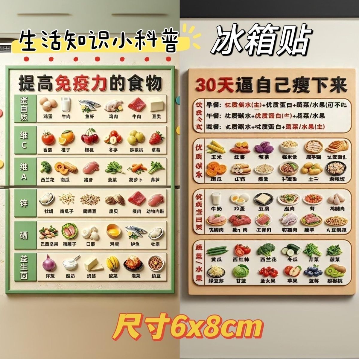 【自律减肥表】知识小科普好寓意亚克力冰箱贴磁吸送朋友礼物装饰