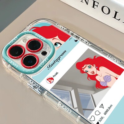 可爱卡通爱丽儿镜面适用于vivo s18pro/s17手机壳s16/s20pro原创s12创意s10新款s7e活力s9女x200pro气囊v23