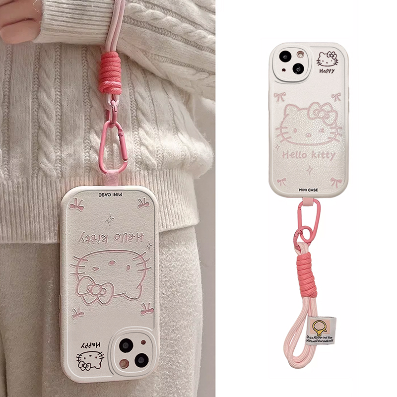 粉色线条凯蒂猫适用于三星s23/s22/s20/s21FE/note20/10/s10/s9/s8手机壳a52女款a51创意s9新款A33保护套a53