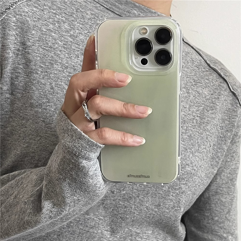 中意莱设计清凉淡绿色适用于苹果16promax手机壳iphone15/14全包xsmax创意13proxr女12mini小众11pro白底IMD