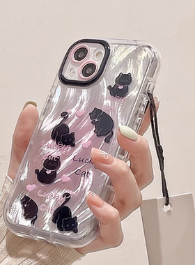 渐变粉色羽纱猫咪适用于oppo a3pro/a2x手机壳全包a53防摔a58创意a93s小众a97/a96新款a1活力气囊女a56个性