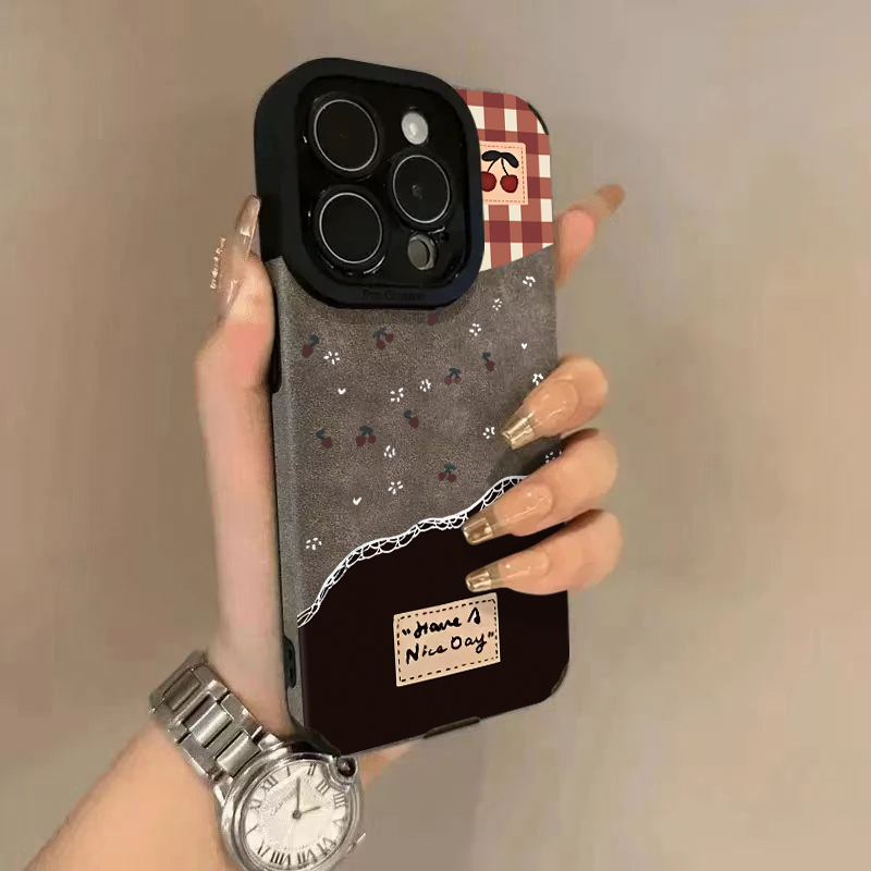 ZYL格子樱桃适用于红米note 15pro/14Pro+手机壳note12turbo/11T精贴k80/k70新款k60至尊男女k40