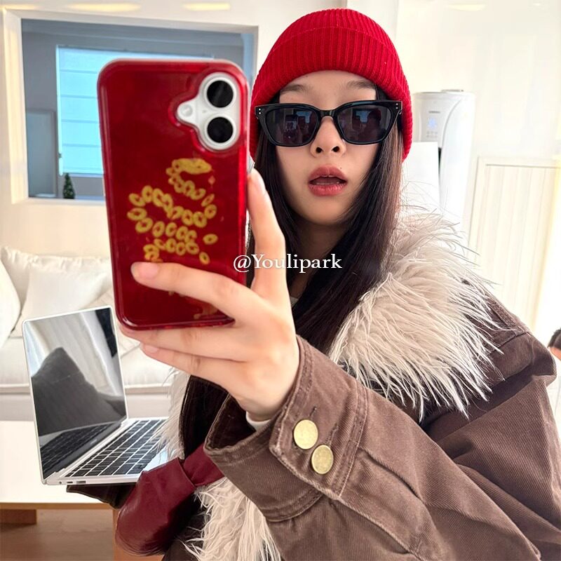 新中式国风红色铜钱蛇适用于小米15pro/14pro手机壳cc9全包12spro防摔civi2/civi3女12个性14ultar羽纱10/9