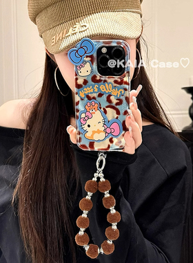 卡通蓝色豹纹哈喽小猫适用于oppo Findx8/x3手机壳k10女款k7x全包k9硅胶K10羽纱透明创意findx6pro小众k9s女