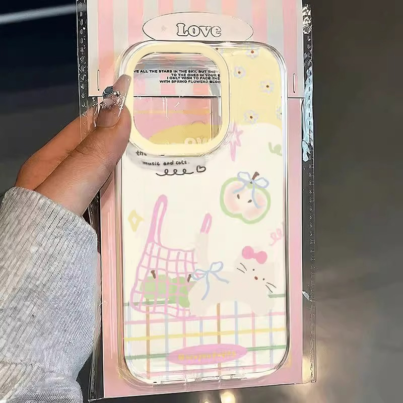 中意莱网格喵喵适用于vivo x200promini/x100s手机壳s30/20pro/19/18t/16女neo10/9pros/z10turbo白底IMD