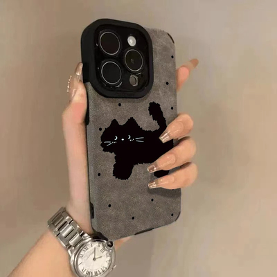 ZYL小众高级感黑猫适用于华为Pura80 ultra/70pro女p60手机壳p50e新款mate70/60Pro+精贴Nova14pro/13畅享80