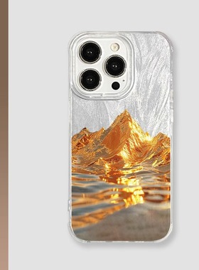 金色山脉水波纹来财适用于真我gt大师探索手机壳realme11/gtneo5创意neo3全包v30/GT7pro女v23/10pro羽纱