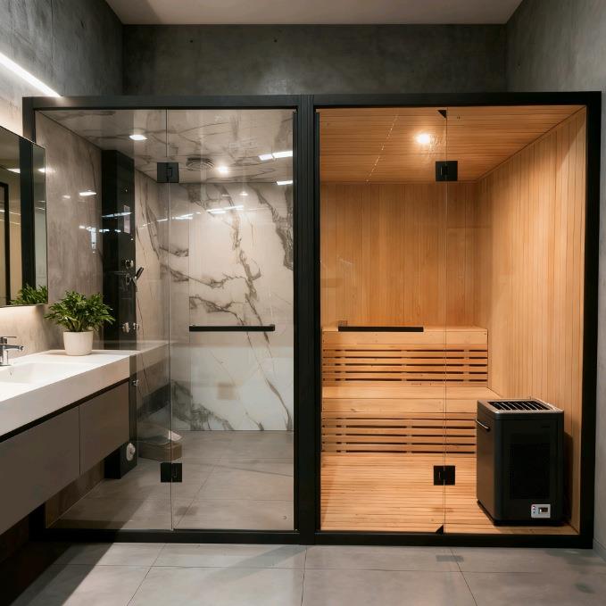 桑拿炉远红外发热家用淋浴房一体式干蒸房湿蒸房干湿分离外贸出口