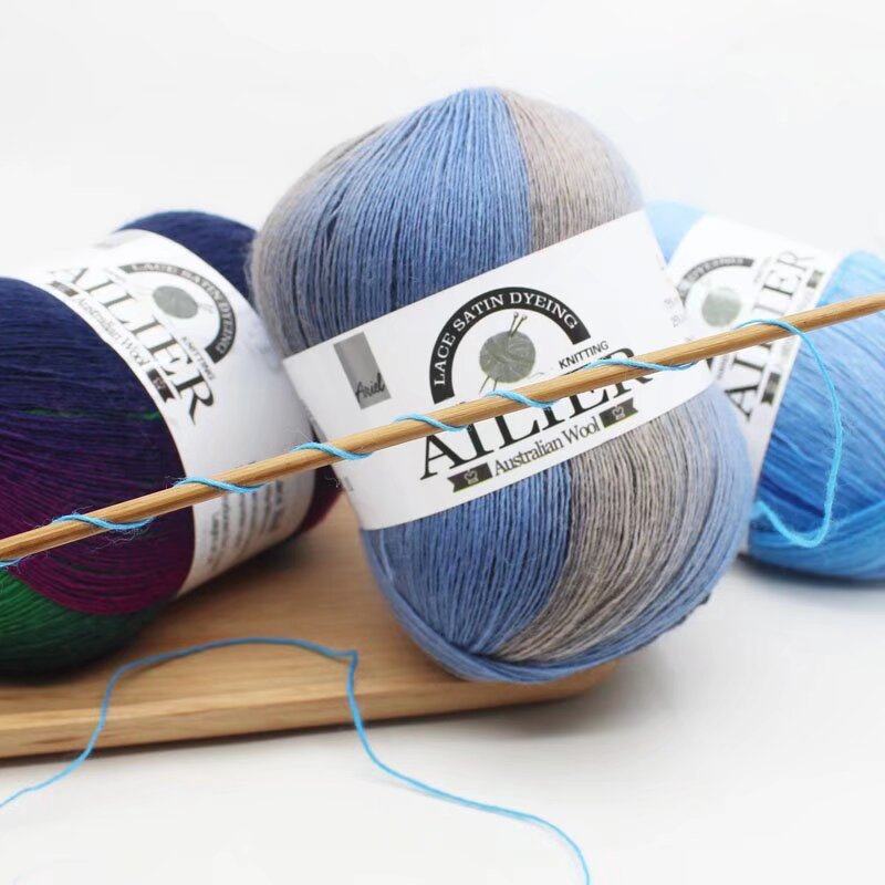 新款进口澳毛长段染细羊毛线团手工编织全羊毛钩针棒针毛衣披肩线