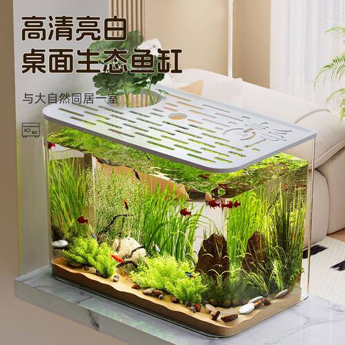 鱼缸水族箱桌面生态金鱼缸玄关长方形家用客厅柜式造景小型家用缸