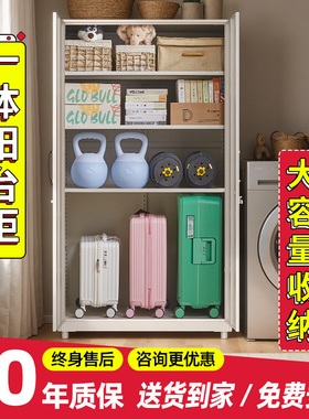 一体阳台柜靠墙大容量家用钢制无甲醛铁皮柜多层落地行李箱收纳柜